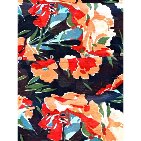 Abercrombie Fitch Large Floral Peasant Sheer Boho Blouse Ruffle Hem Tie Neck - Picture 11 of 11